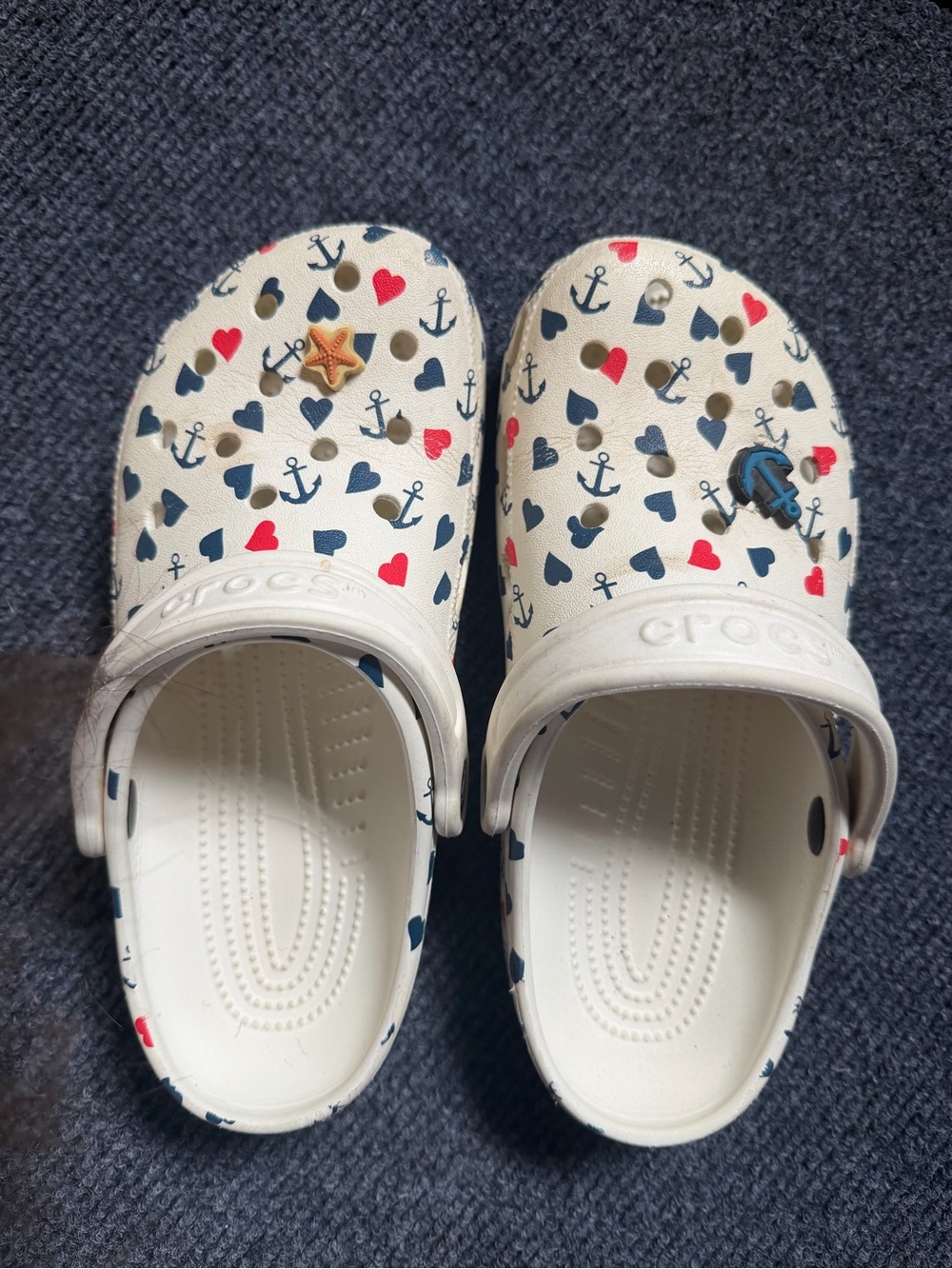 CROCS Anchor & Heart Clogs with Navy and Red Accents